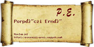 Porpáczi Ernő névjegykártya
