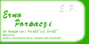 erno porpaczi business card